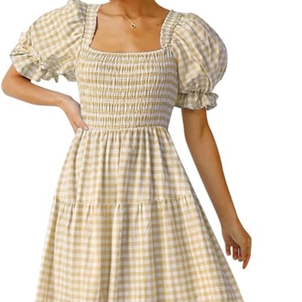 ZESICA Bohemian Square Neck Midi Dress